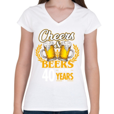 PRINTFASHION Cheers & Beers - 40 - Női V-nyakú póló - Fehér női póló