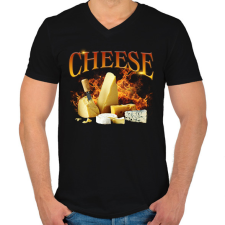 PRINTFASHION Cheese - Férfi V-nyakú póló - Fekete férfi póló