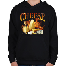 PRINTFASHION Cheese - Gyerek kapucnis pulóver - Fekete