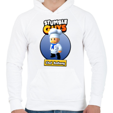 PRINTFASHION Chef Anthony - Férfi kapucnis pulóver - Fehér