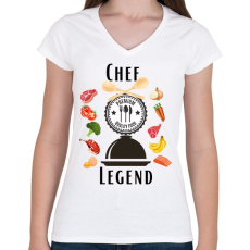 PRINTFASHION Chef Legend - Női V-nyakú póló - Fehér