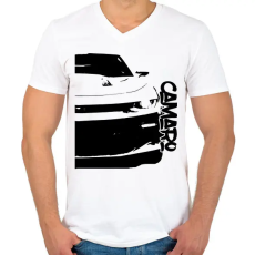 PRINTFASHION Chevrolet Camaro Half - Férfi V-nyakú póló - Fehér