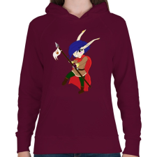 PRINTFASHION Chibi Elf lányka - Női kapucnis pulóver - Bordó női pulóver, kardigán