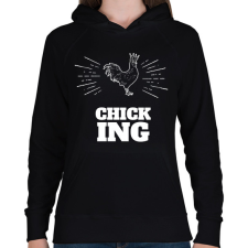 PRINTFASHION CHICKING - Női kapucnis pulóver - Fekete női pulóver, kardigán