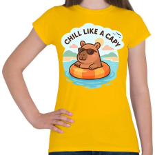 PRINTFASHION Chill like a capy - Női póló - Sárga női póló