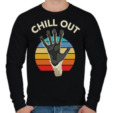 PRINTFASHION CHILL OUT - Nyugodj meg - vicces feliratos minta - Férfi pulóver - Fekete férfi pulóver, kardigán