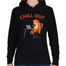 PRINTFASHION CHILL OUT - vicces lajhár - Női kapucnis pulóver - Fekete női pulóver, kardigán