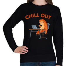 PRINTFASHION CHILL OUT - vicces lajhár - Női pulóver - Fekete női pulóver, kardigán