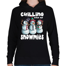PRINTFASHION Chillin with snowmiees - Női kapucnis pulóver - Fekete női pulóver, kardigán