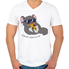 PRINTFASHION Chin-chillin' - Férfi V-nyakú póló - Fehér férfi póló