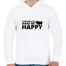 PRINTFASHION Chinchillas make me happy - Férfi kapucnis pulóver - Fehér férfi pulóver, kardigán