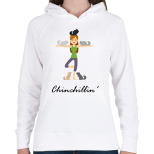 PRINTFASHION Chinchillin' - Női kapucnis pulóver - Fehér női pulóver, kardigán