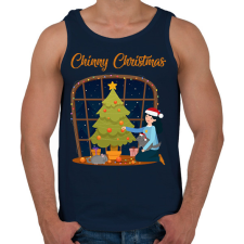 PRINTFASHION Chinny Christmas - Férfi atléta - Sötétkék atléta, trikó