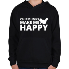 PRINTFASHION Chipmunks make me happy - Gyerek kapucnis pulóver - Fekete