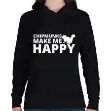 PRINTFASHION Chipmunks make me happy - Női kapucnis pulóver - Fekete női pulóver, kardigán