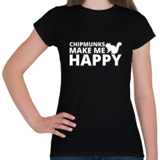 PRINTFASHION Chipmunks make me happy - Női póló - Fekete