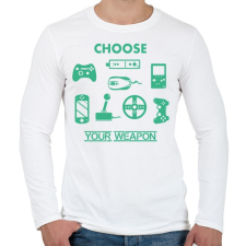PRINTFASHION choose your weapon - Férfi hosszú ujjú póló - Fehér férfi póló