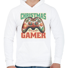 PRINTFASHION christmas gamer, karácsonyi játékos - Férfi kapucnis pulóver - Fehér