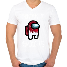 PRINTFASHION Christmas is Among Us - Férfi V-nyakú póló - Fehér férfi póló