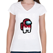 PRINTFASHION Christmas is Among Us - Női V-nyakú póló - Fehér női póló