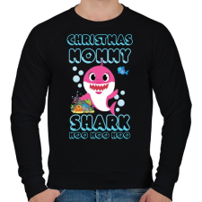PRINTFASHION Christmas Mommy Shark - Férfi pulóver - Fekete férfi pulóver, kardigán