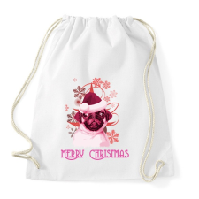 PRINTFASHION christmas pug - Sportzsák, Tornazsák - Fehér tornazsák