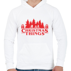 PRINTFASHION Christmas things Sranger Things póló - Férfi kapucnis pulóver - Fehér