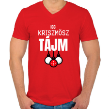 PRINTFASHION CHRISTMAS TIME - Férfi V-nyakú póló - Piros férfi póló
