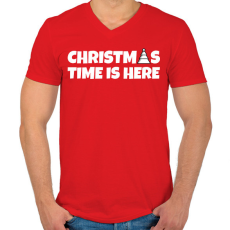 PRINTFASHION CHRISTMAS TIME IS HERE - Férfi V-nyakú póló - Piros