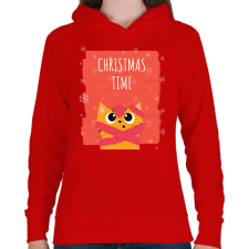 PRINTFASHION CHRISTMAS TIME - Női kapucnis pulóver - Piros női pulóver, kardigán
