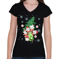 PRINTFASHION Christmas Vespa - Női V-nyakú póló - Fekete