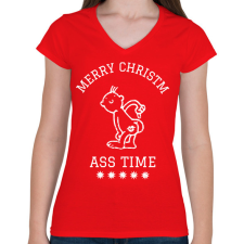 PRINTFASHION ChristmASS 5 - Női V-nyakú póló - Piros női póló