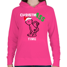 PRINTFASHION ChristmASS - Női kapucnis pulóver - Fukszia