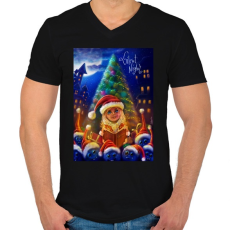 PRINTFASHION Christmasuj - Férfi V-nyakú póló - Fekete