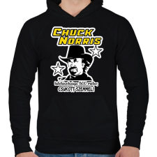 PRINTFASHION Chuck Norris látótávolsága csukott szemmel - Férfi kapucnis pulóver - Fekete férfi pulóver, kardigán