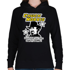 PRINTFASHION Chuck Norris látótávolsága csukott szemmel - Női kapucnis pulóver - Fekete