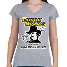 PRINTFASHION Chuck Norris nem lélegzik, fogva tartja a levegőt! - Női V-nyakú póló - Sport szürke