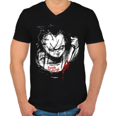 PRINTFASHION Chucky - Férfi V-nyakú póló - Fekete