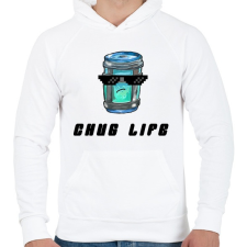 PRINTFASHION Chug Life - Fortnite - Férfi kapucnis pulóver - Fehér férfi pulóver, kardigán
