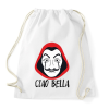 PRINTFASHION Ciao Bella - A nagy Pénzrablás - Money Heist - La Casa de Papel - Sportzsák, Tornazsák - Fehér