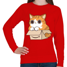 PRINTFASHION Cica a dobozban - Női pulóver - Piros női pulóver, kardigán