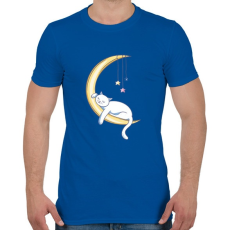 PRINTFASHION Cica a holdon alszik mese - Férfi póló - Királykék