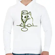 PRINTFASHION Cica alkohol problémákkal  - Férfi kapucnis pulóver - Fehér férfi pulóver, kardigán