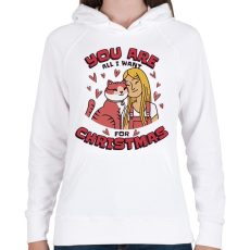 PRINTFASHION Cica, amit karácsonyra akarok - Női kapucnis pulóver - Fehér
