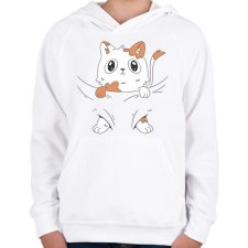 PRINTFASHION Cica baba - Gyerek kapucnis pulóver - Fehér gyerek pulóver, kardigán