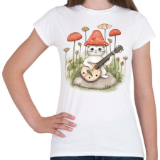 PRINTFASHION Cica banjóval - Női póló - Fehér női póló