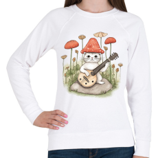 PRINTFASHION Cica banjóval - Női pulóver - Fehér