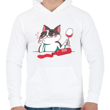 PRINTFASHION Cica borozik - Férfi kapucnis pulóver - Fehér férfi pulóver, kardigán