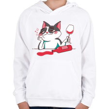 PRINTFASHION Cica borozik - Gyerek kapucnis pulóver - Fehér gyerek pulóver, kardigán