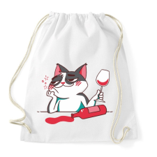 PRINTFASHION Cica borozik - Sportzsák, Tornazsák - Fehér tornazsák